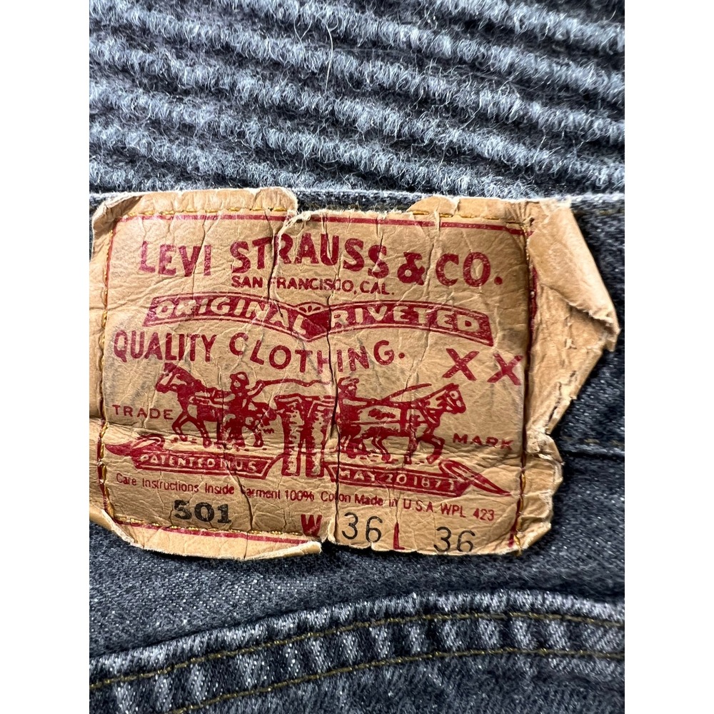 Levi's 501 Vintage 1994 Jeans Mens 36x36 Black Gray Button Fly USA Made Vintage - Picture 10 of 13